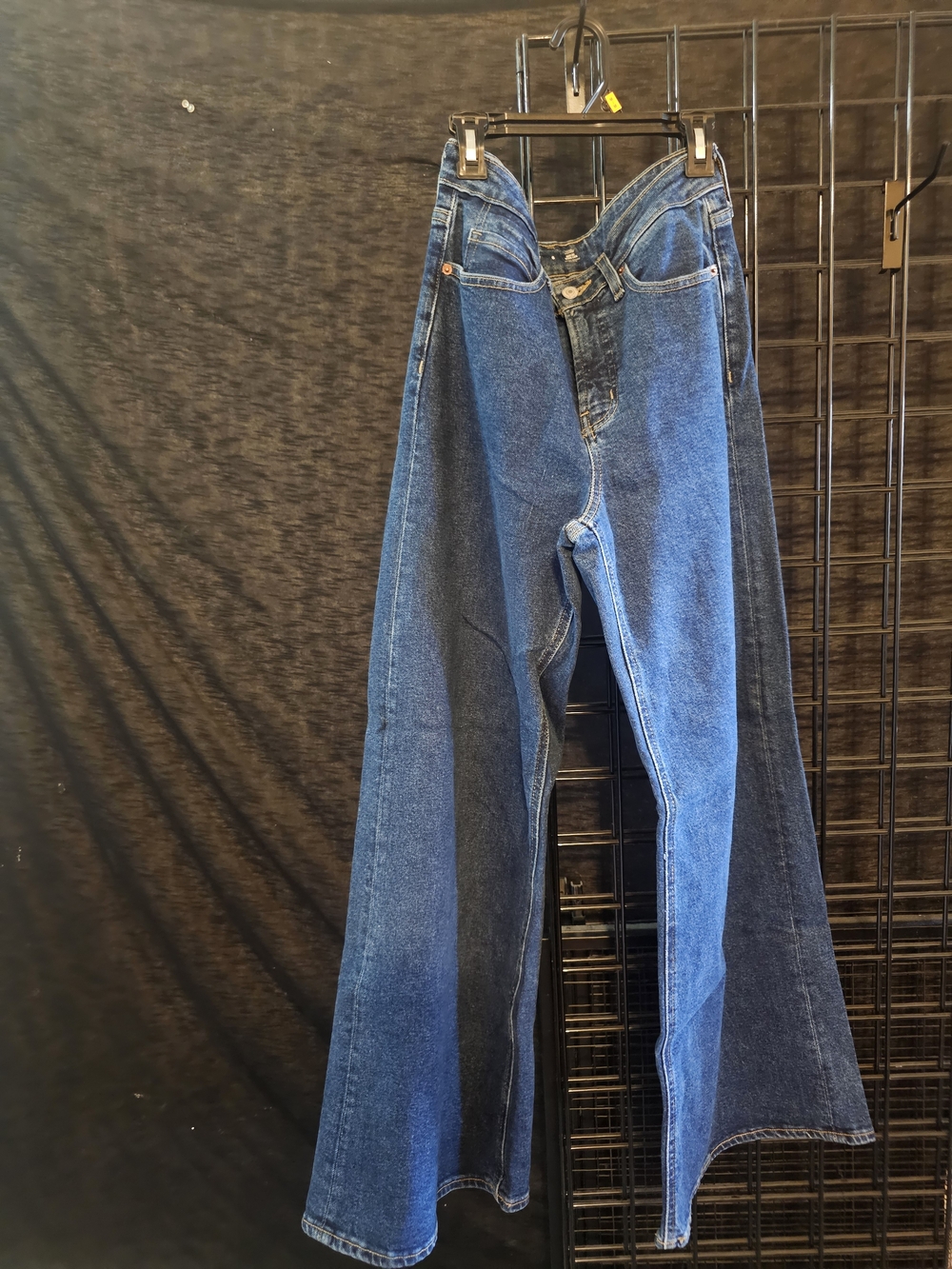 Women's Blue Two-Tone Wide-Leg Jeans
